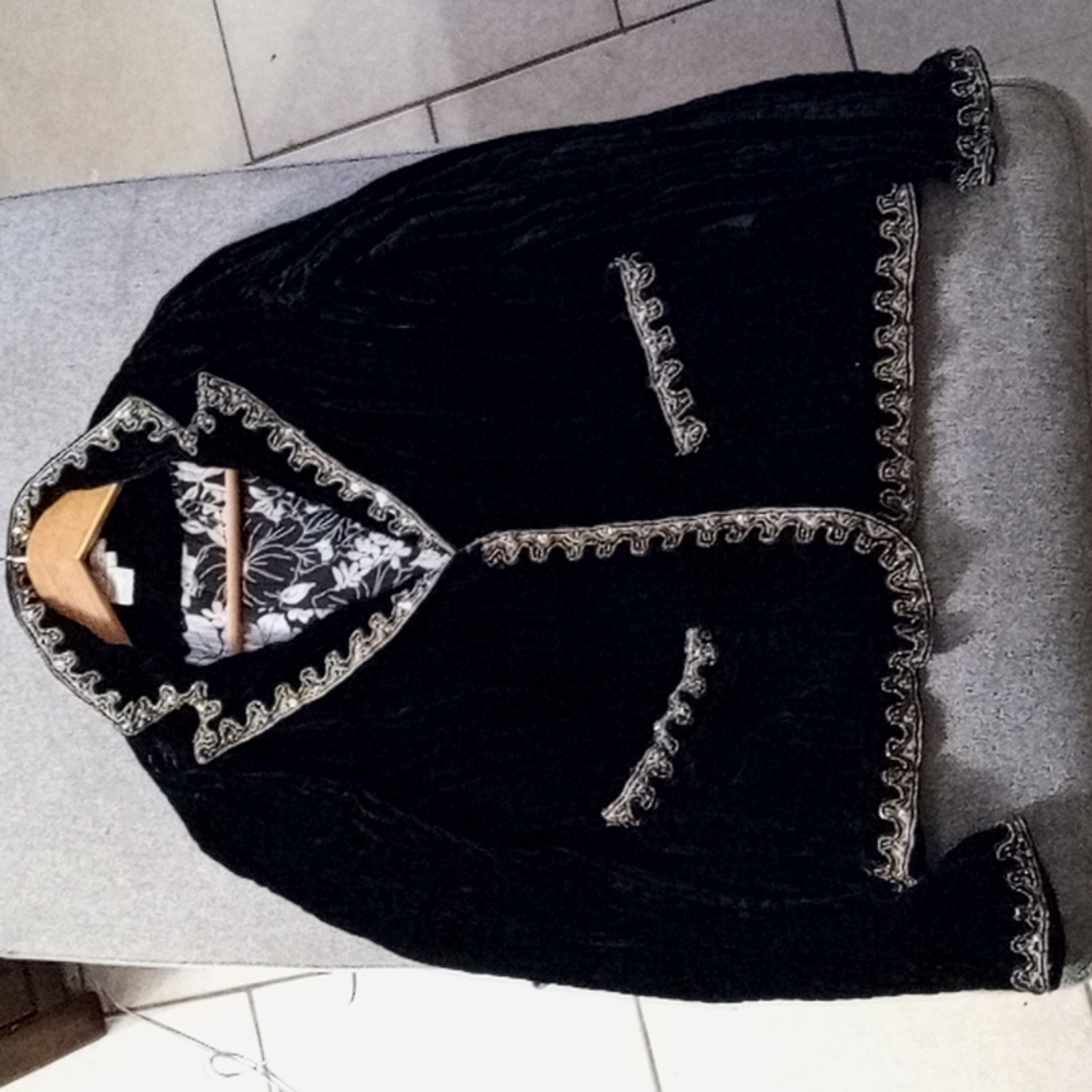 Black Alberto Makali crushed velvet jacket ,large fit.